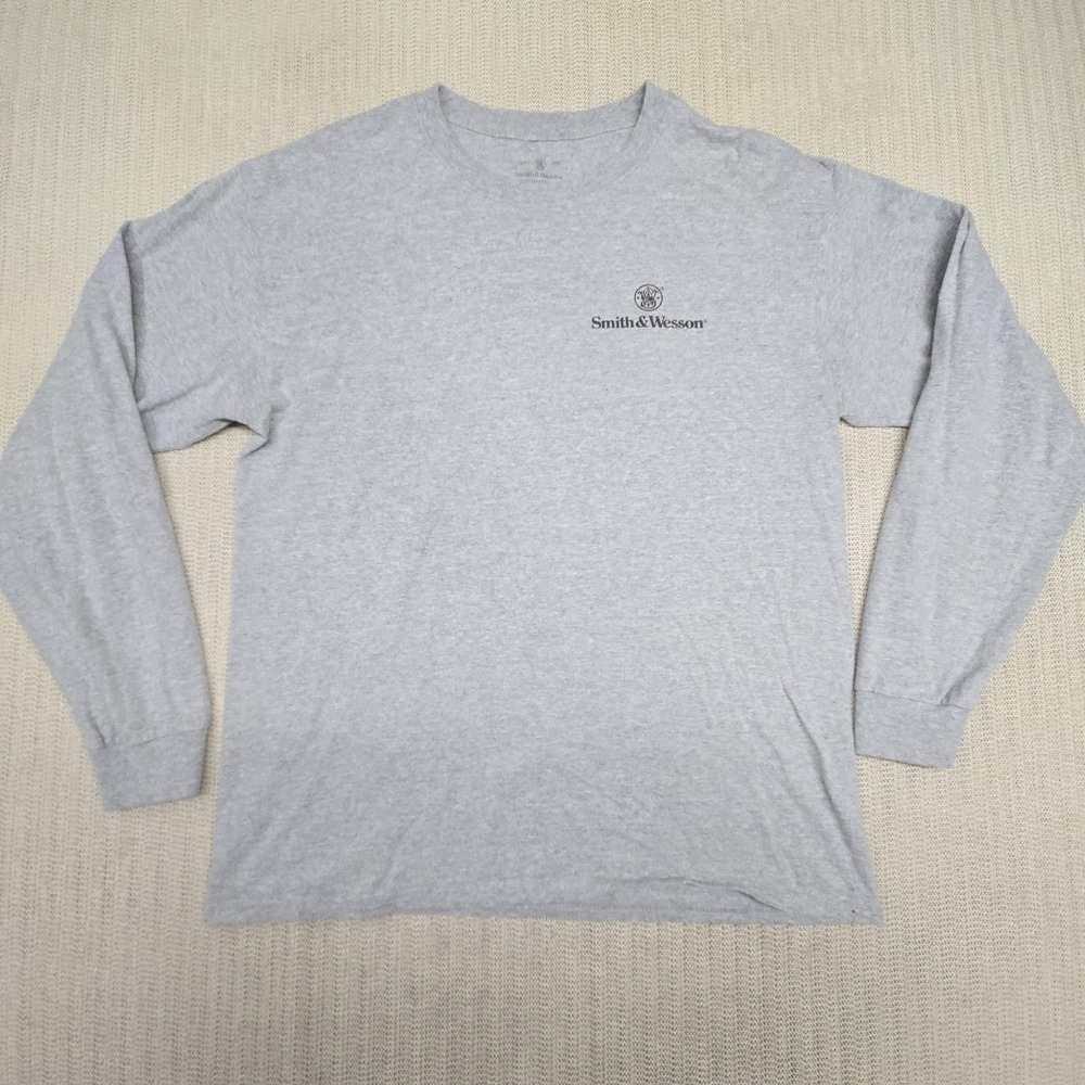 Smith & Wesson Shirt Mens Large Gray American Made Logo Graphic Long Sleeve Tee